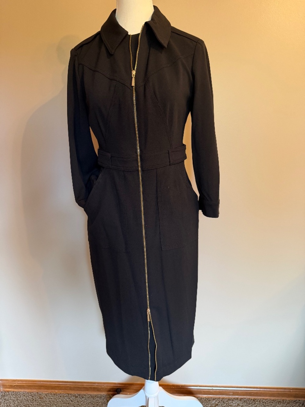 Calvin Klein Dress, Black with Gold Zipper, Size 4